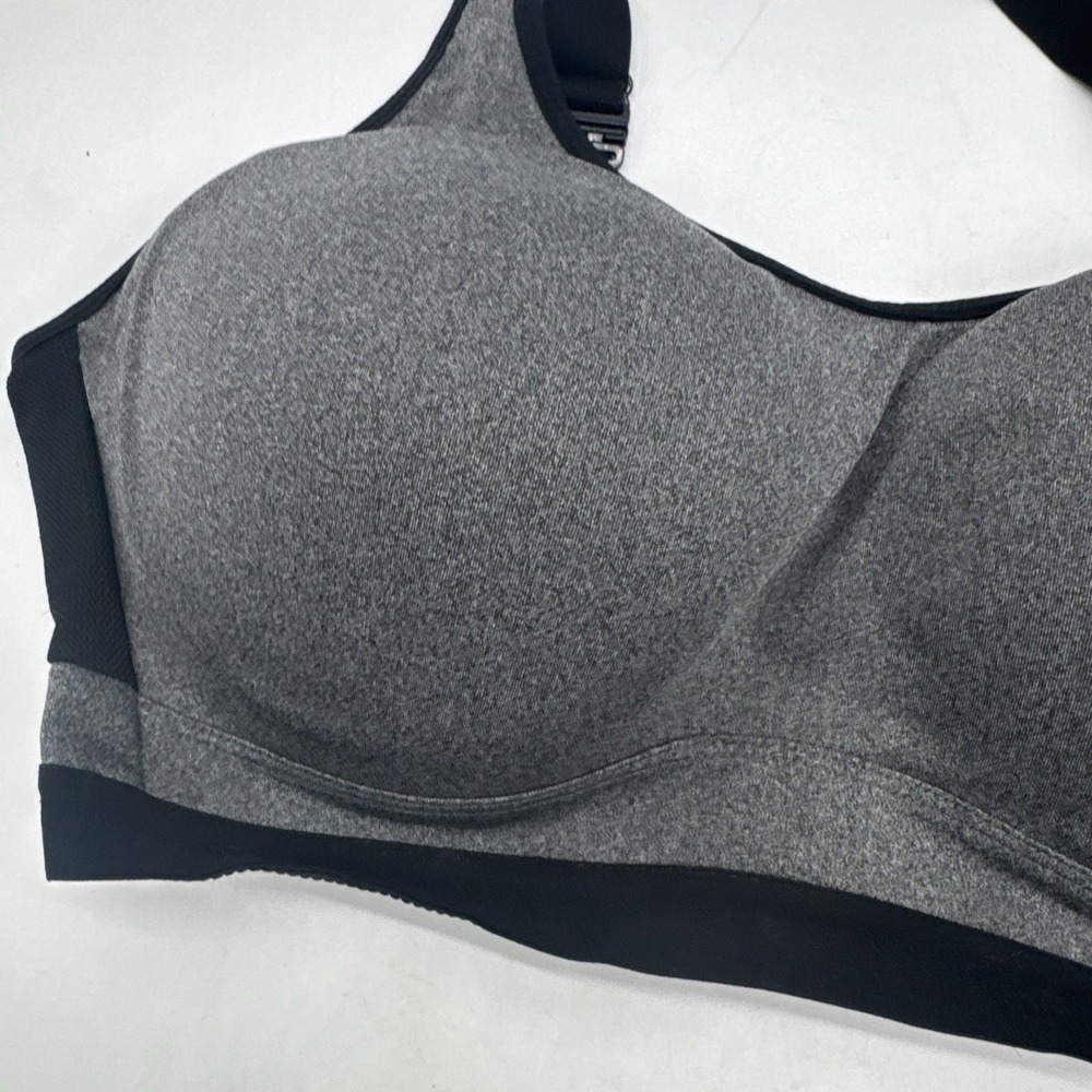 Avia Women's Sports Bra Gray Black Size 40DD Nylon Polyester Spandex - Picture 3 of 8